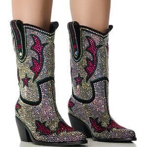 AZALEA WANG " TWO STEP ROYALTY " MULTI RHINESTONE WESTERN BOOTIE ( BRAND NEW !!!